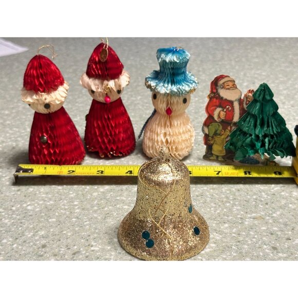 Vtg Honeycomb Santa Snowman 4 Ornaments Flame Proof Festive Holiday Decorations - Picture 2 of 13